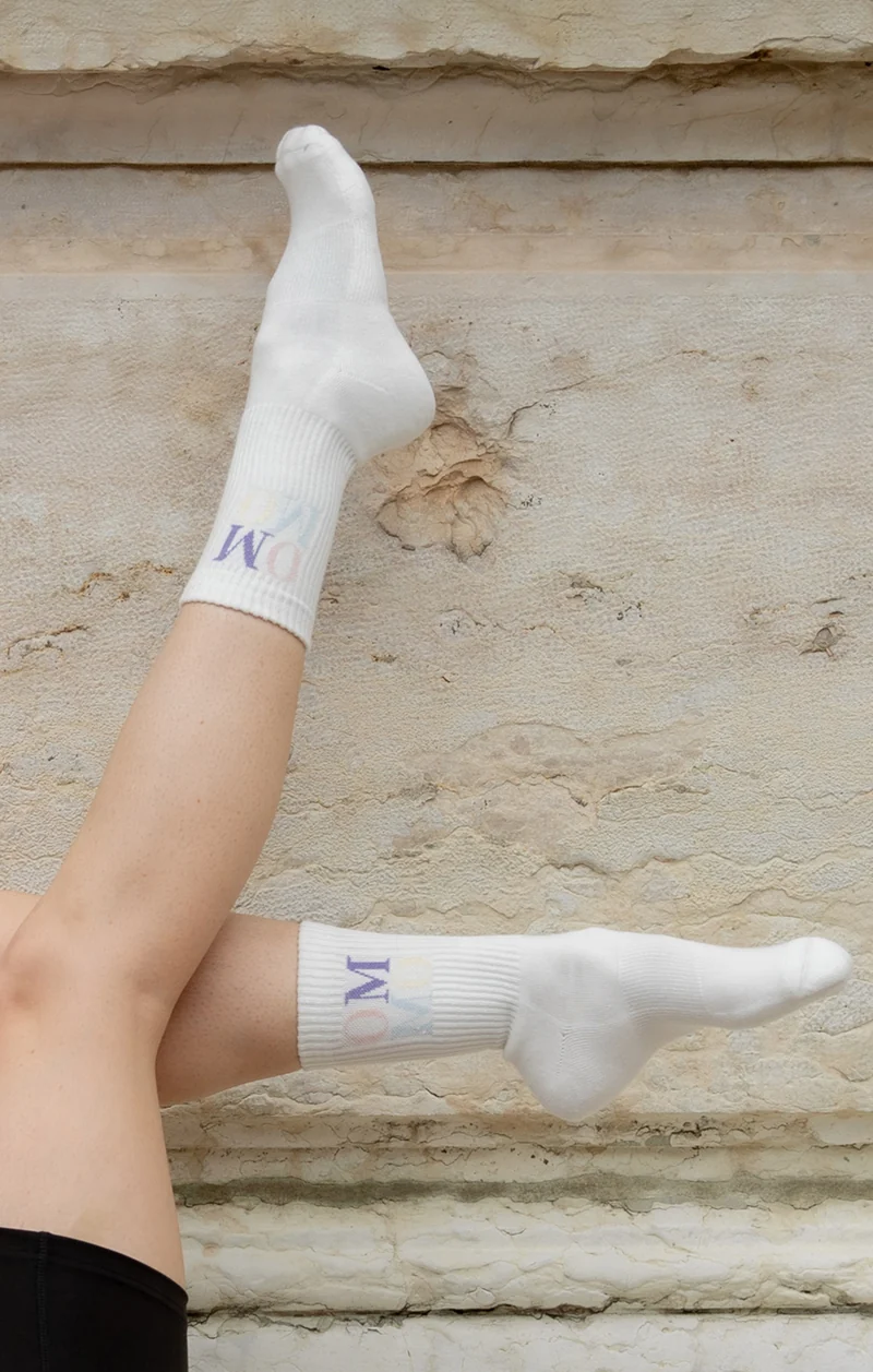 Yoga Sportsocken OM OM Bio Baumwolle Ava - weiß