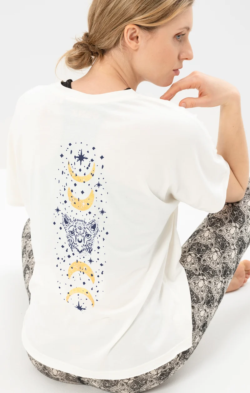 Yoga Boxy T-Shirt Moonlight Bio Baumwolle Tencel™ Sora - weiß