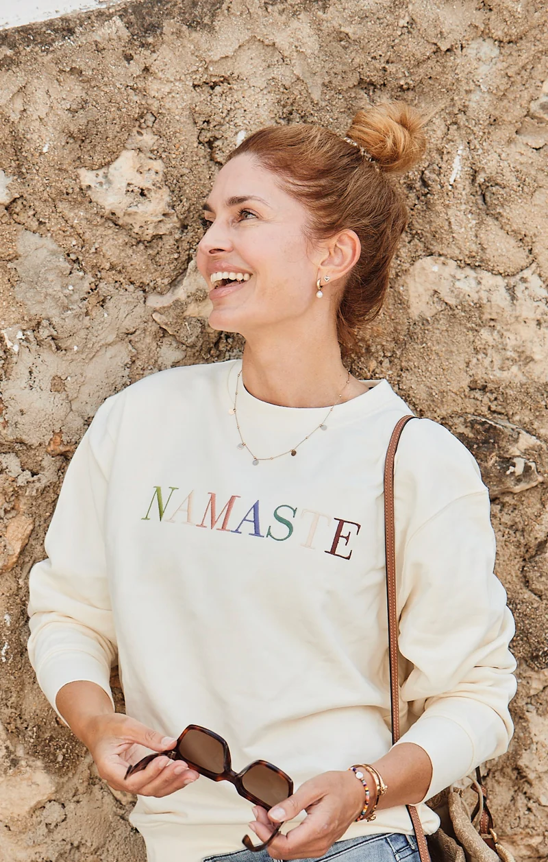 Yoga Boxy Sweater Namaste Bio Baumwolle Philia - weiß