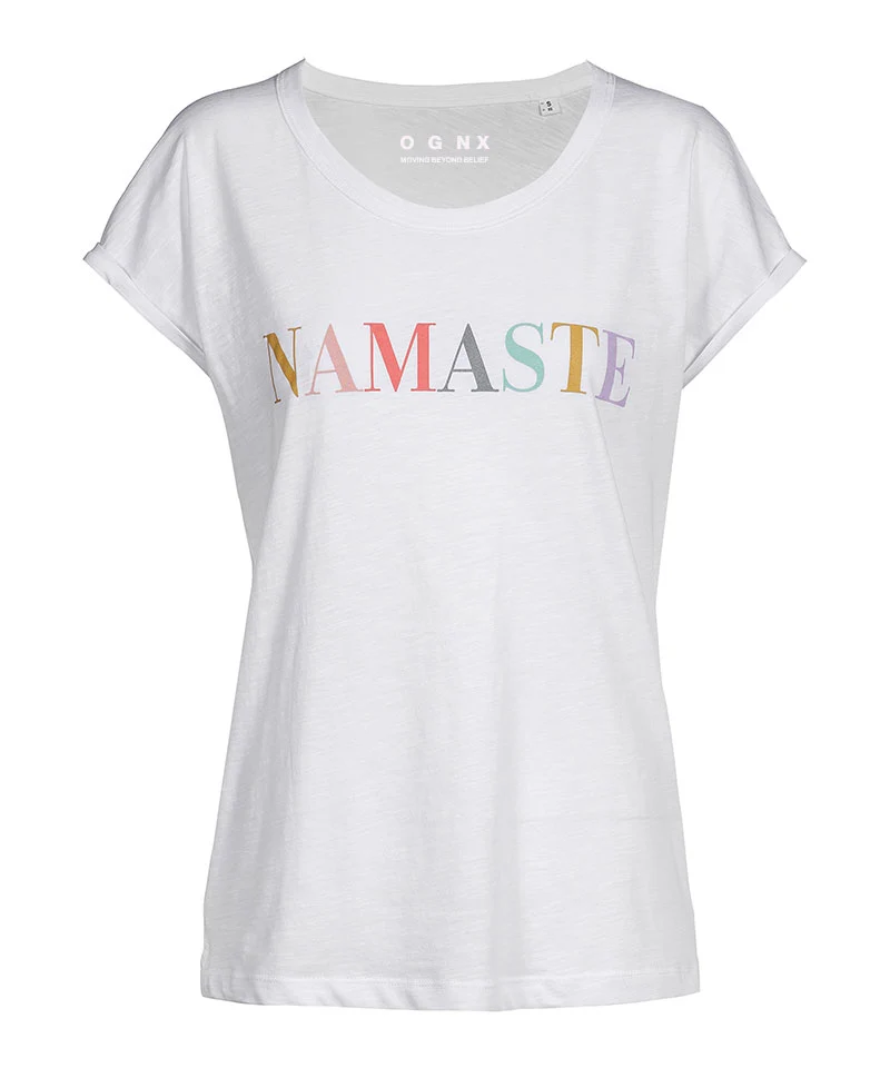 Sommer T-Shirt Namaste Bio Baumwolle - weiß
