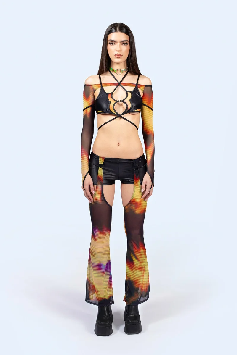 Display Micro Shorts With Mesh Chaps