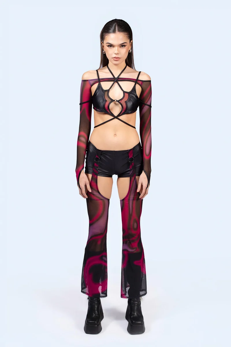 Flow Top And Shorts With Chaps Set