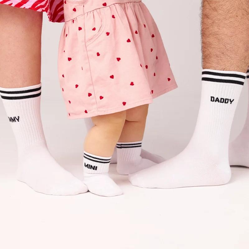 Familiensocken „Mommy, Daddy, Mini“ | Weiß