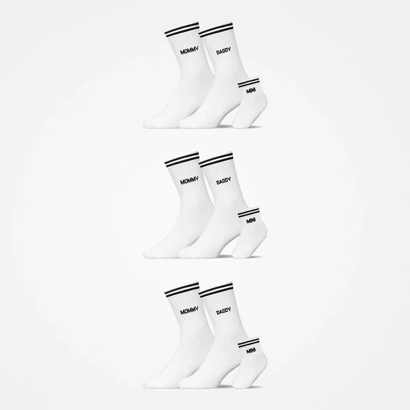 Familiensocken „Mommy, Daddy, Mini“ | Weiß