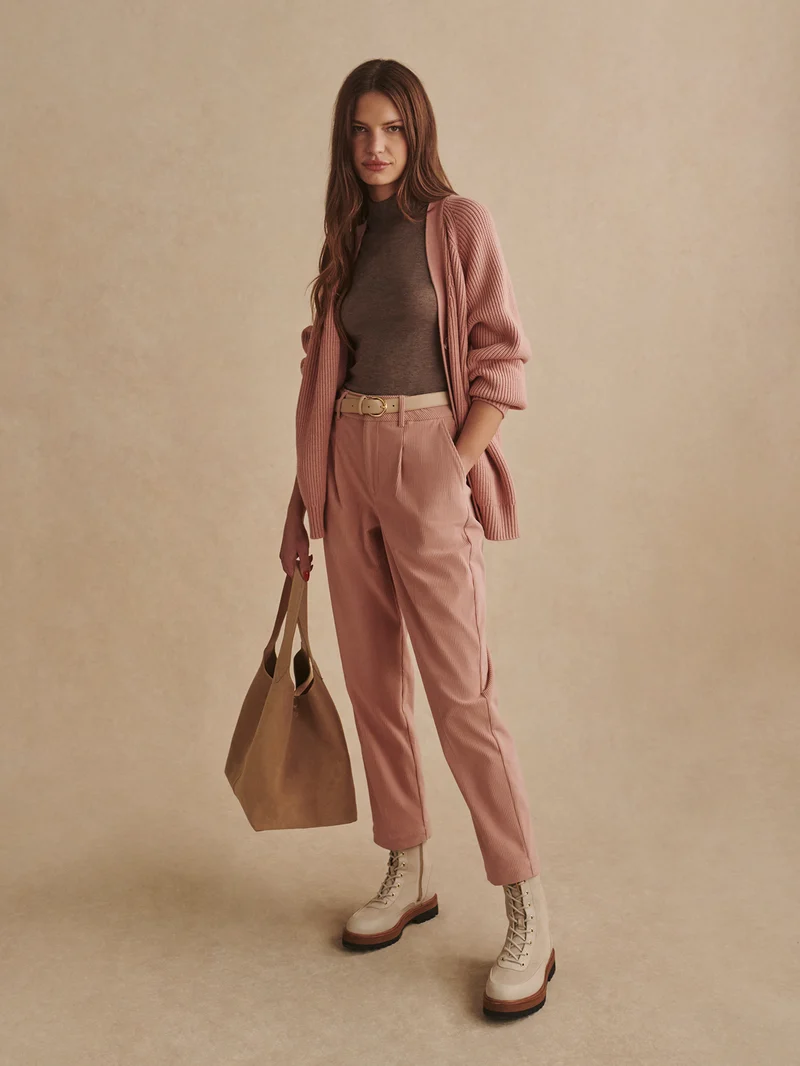 Plush Cord Pleat Tapered Trouser Regular