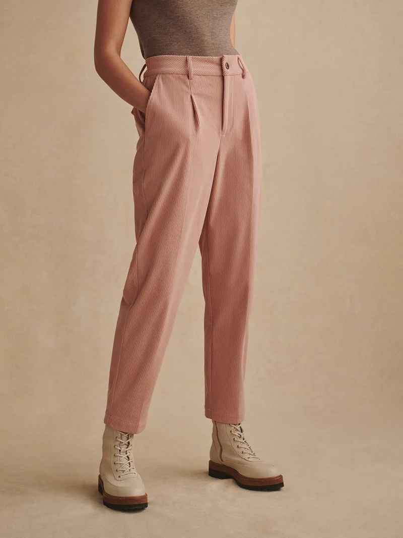 Plush Cord Pleat Tapered Trouser Regular