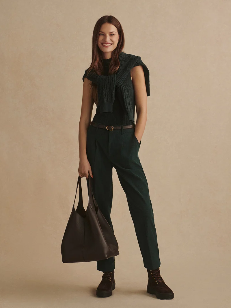Plush Cord Pleat Tapered Trouser Regular
