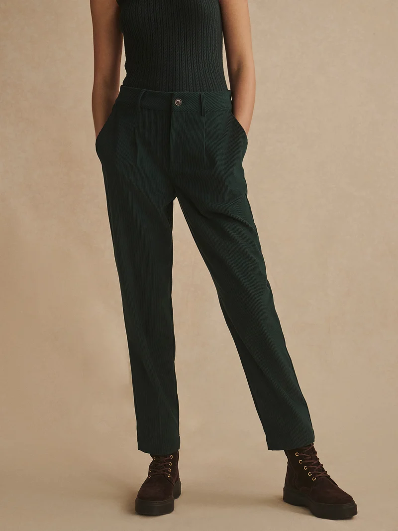 Plush Cord Pleat Tapered Trouser Regular