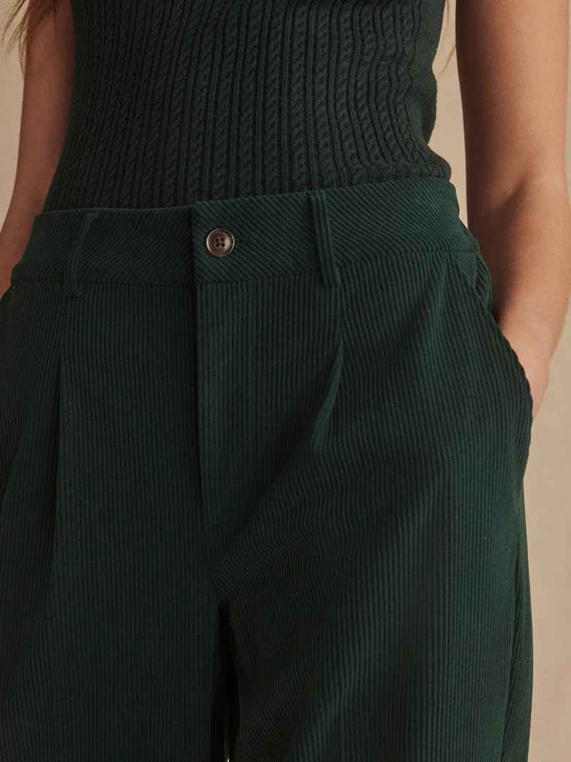 Plush Cord Pleat Tapered Trouser Regular