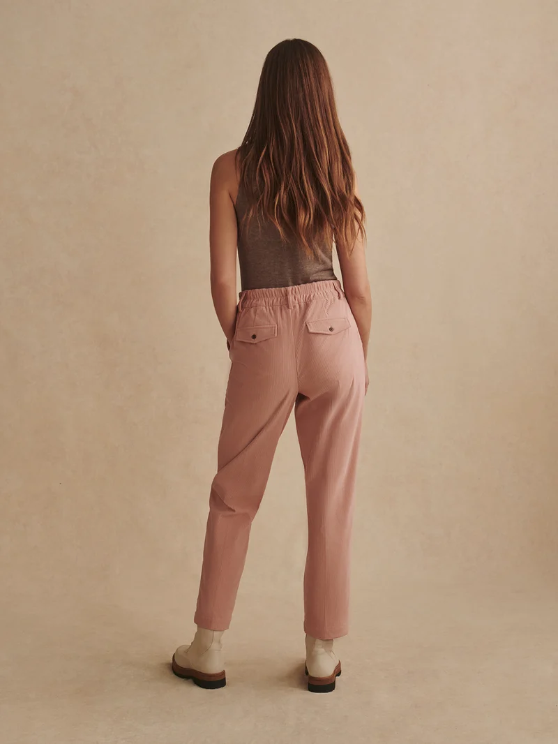 Plush Cord Pleat Tapered Trouser Long