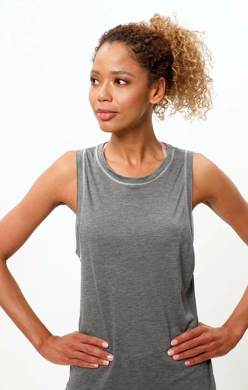 Basic Athletic Tank Rainbow Tencel™ - dunkelgrau melange
