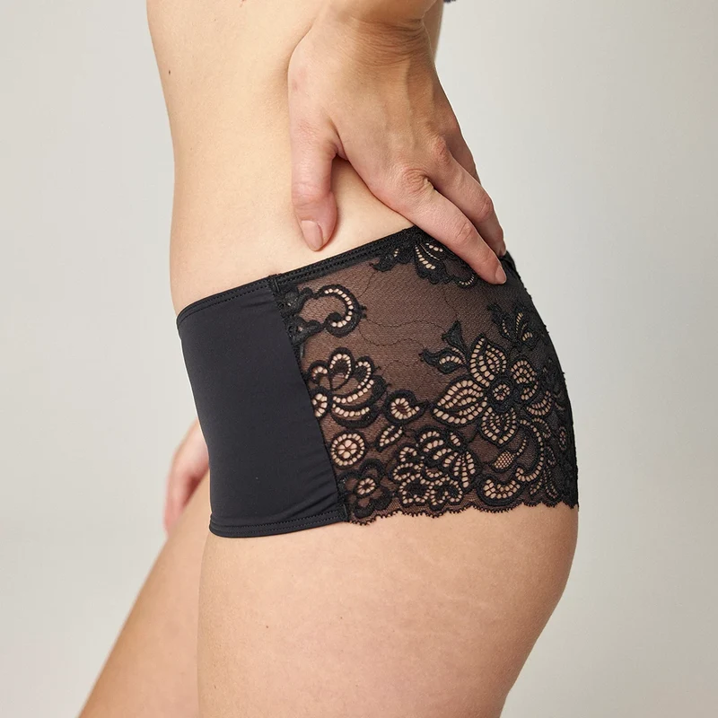 Seamless Hipster mit Spitze | Schwarz