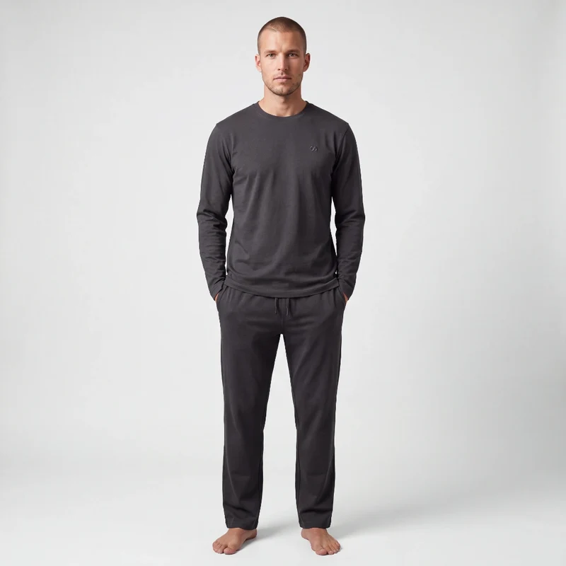 Schlafanzug Set Herren lang | Anthrazit