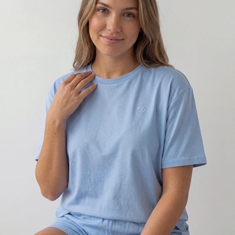 Schlafanzug Set Damen kurz | Hellblau