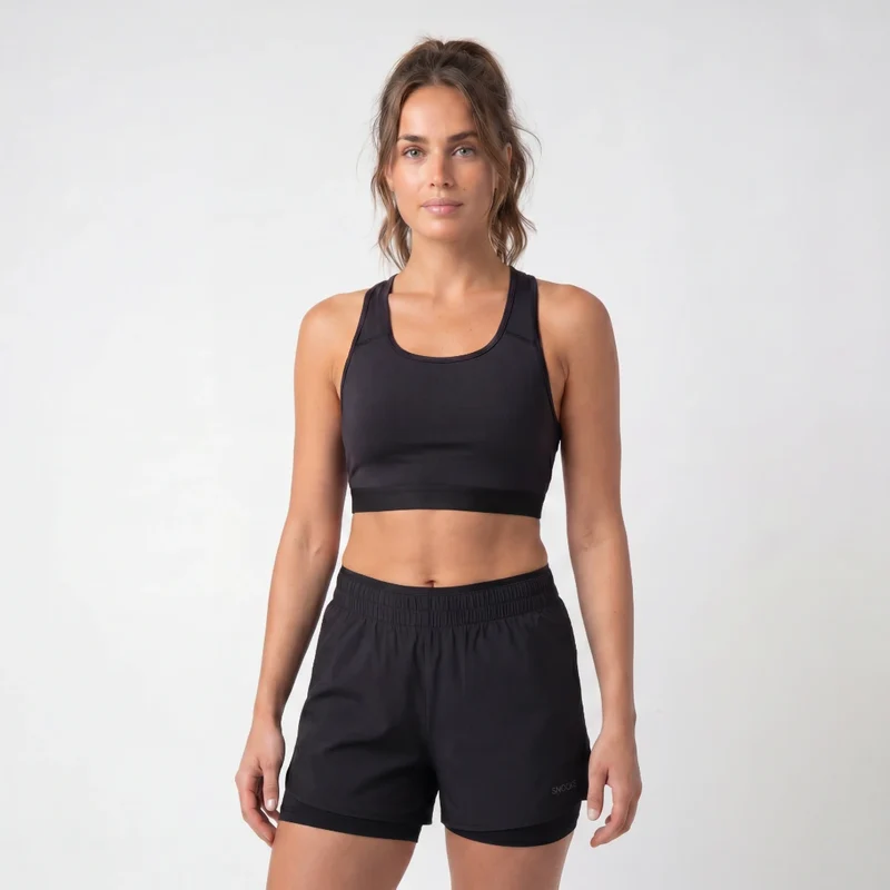 2 in 1 Sport Shorts Damen | Schwarz