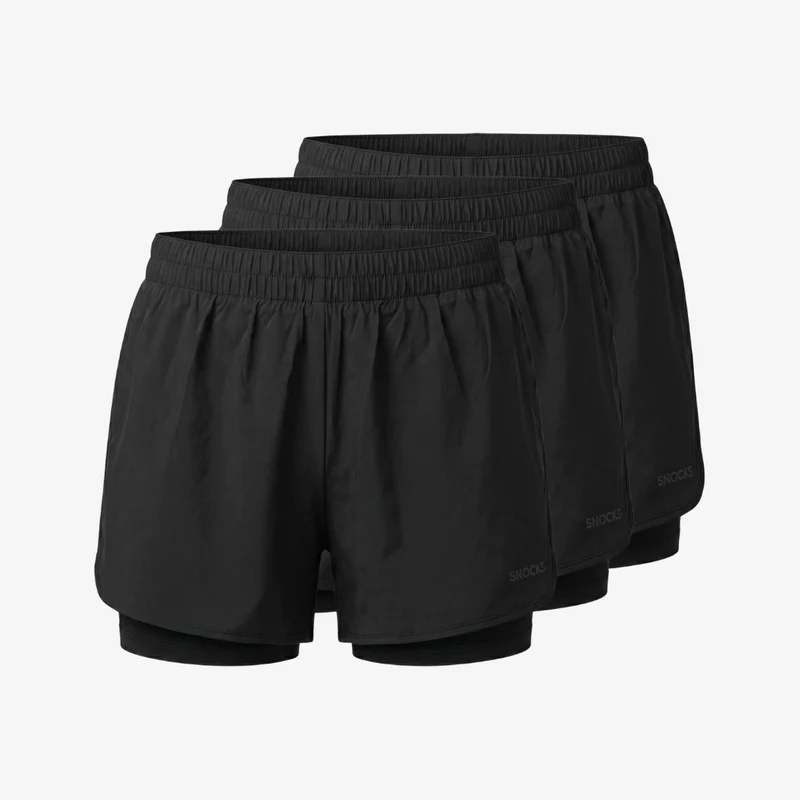2 in 1 Sport Shorts Damen | Schwarz