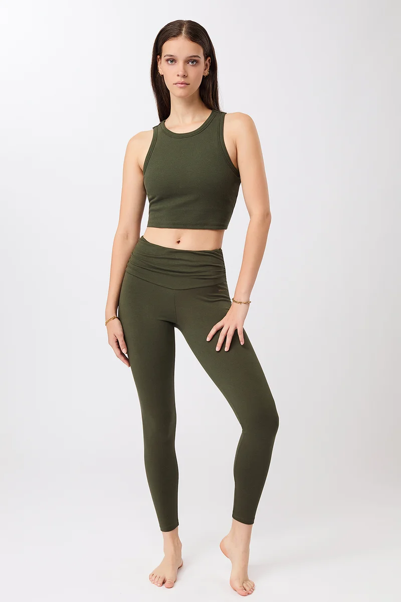 Pilates Tights - Leaf, GOTS