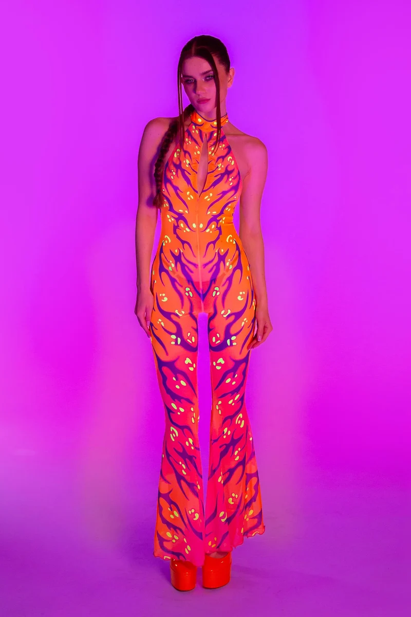 Fire Sign Mesh Halter Romper