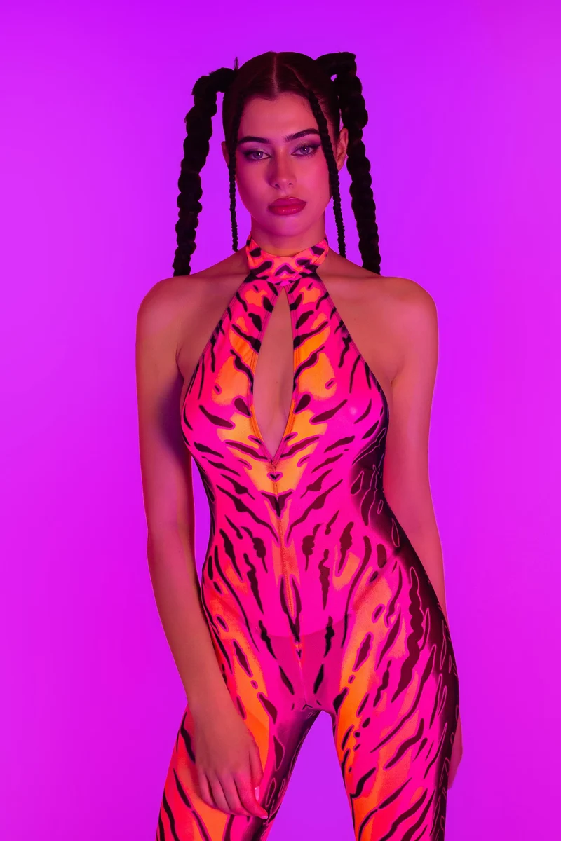 Heightened Instinct Pink Mesh Halter Romper