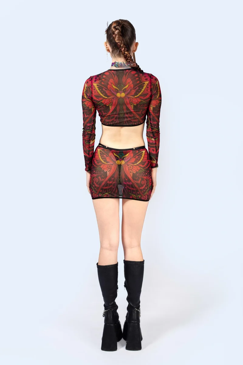 Wingspan Mesh Cutout Skirt
