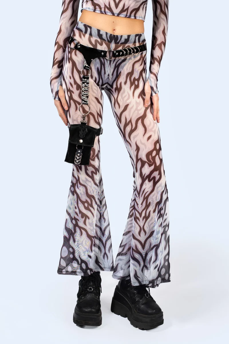 Loose Ends Mesh Bell Bottoms Pants