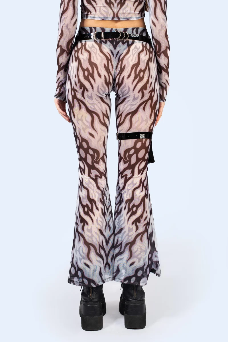 Loose Ends Mesh Bell Bottoms Pants