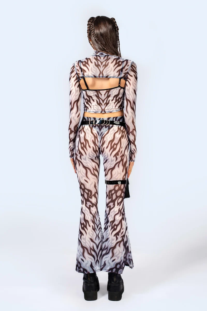 Loose Ends Mesh Bell Bottoms Pants