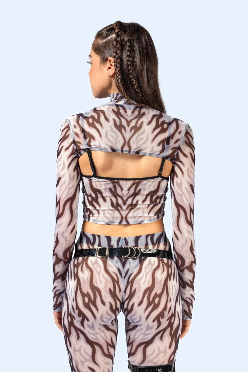 Loose Ends Mesh 2 Piece Shrug Top