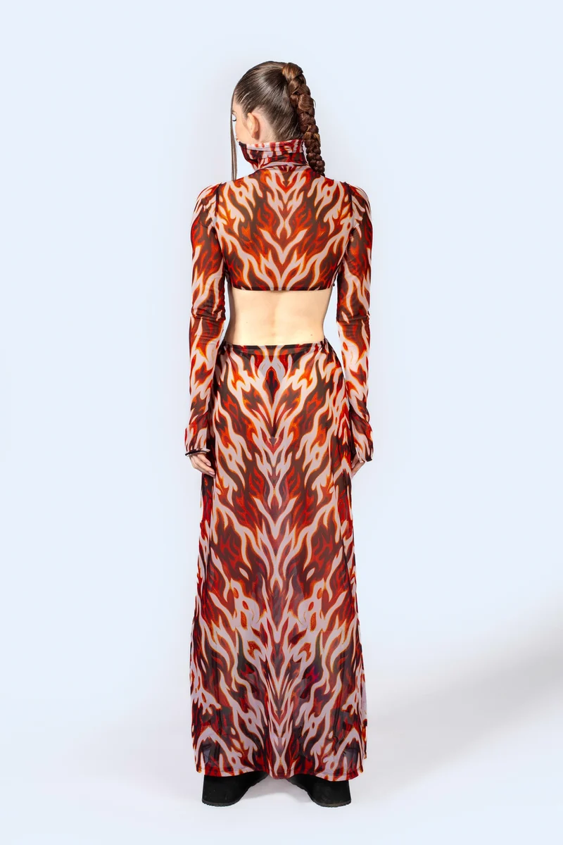 Flaming Loose Ends Maxi Dress