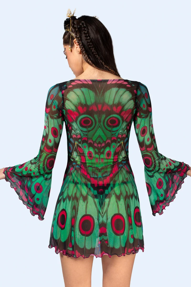 Lucky Moth Mesh Mini Dress
