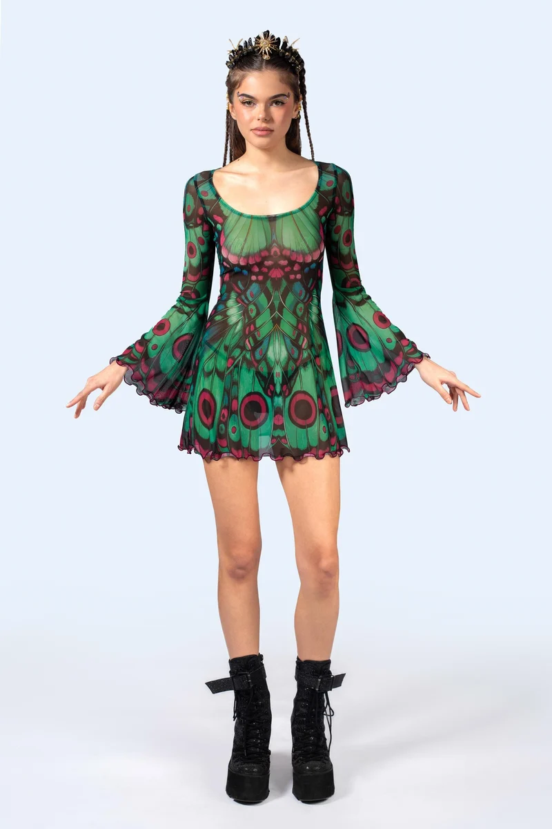 Lucky Moth Mesh Mini Dress