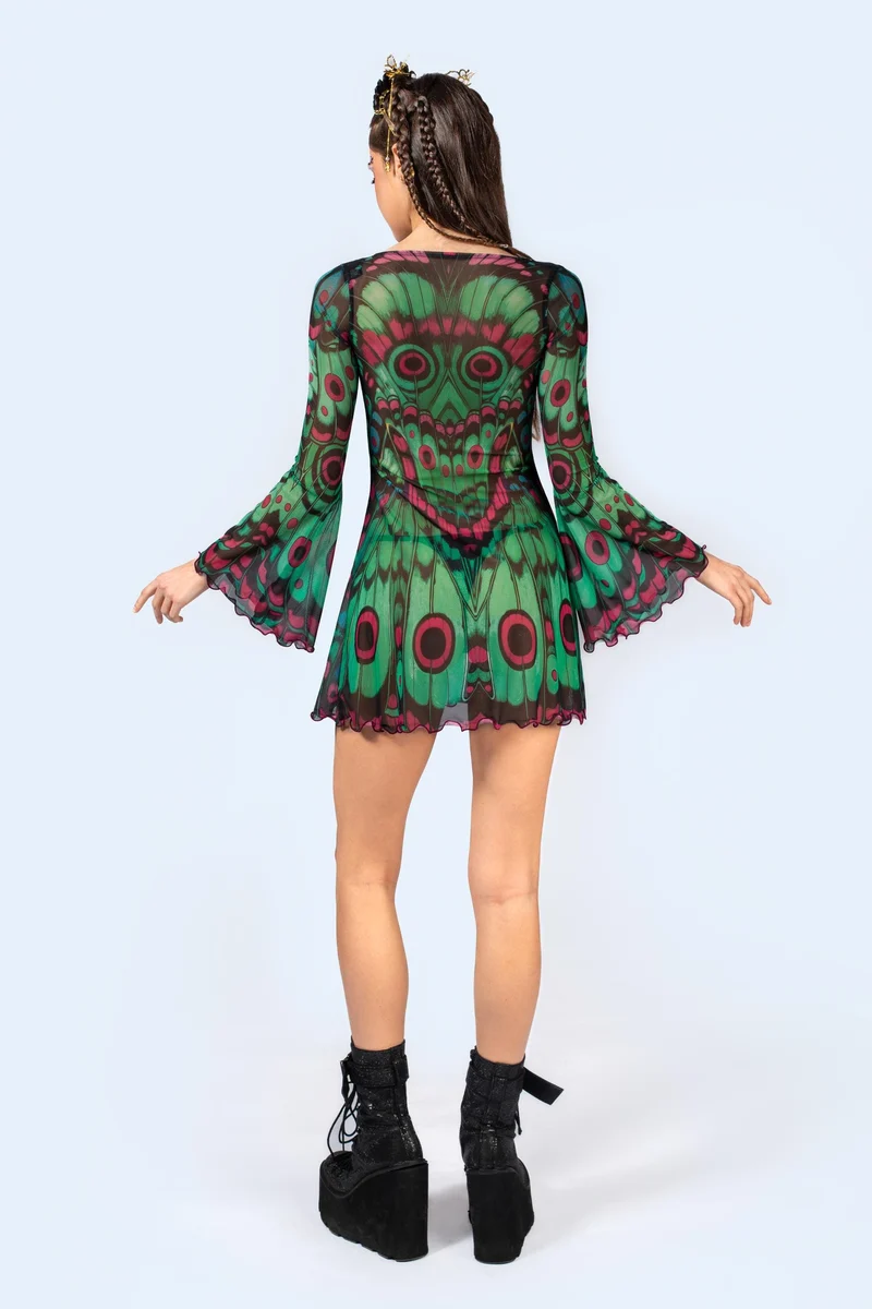 Lucky Moth Mesh Mini Dress