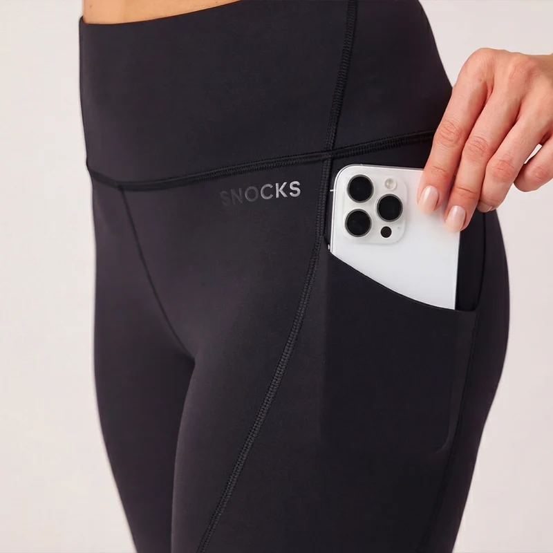 Premium High Waist Leggings mit Taschen | Schwarz