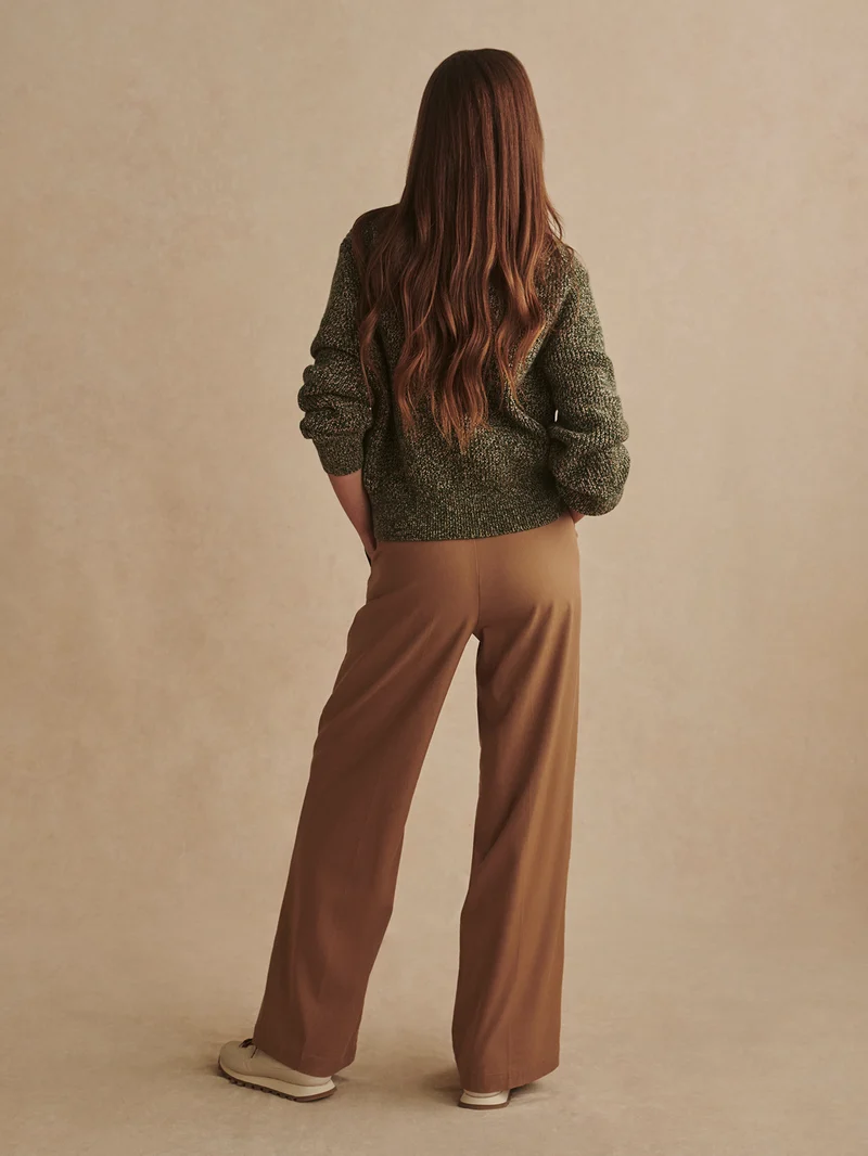 Textured Stretch Wide Leg Pant