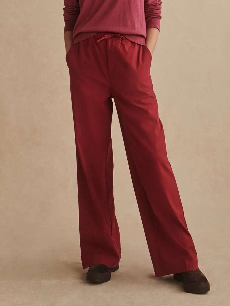 Textured Stretch Wide Leg Pant