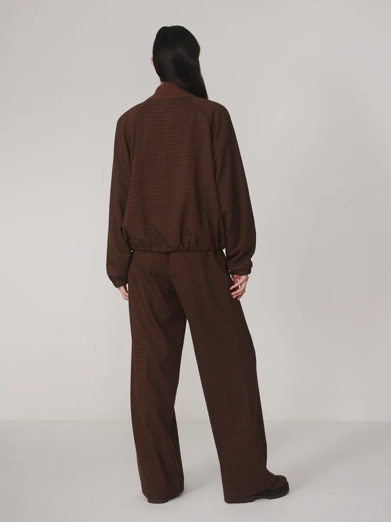 Check Twill Flannel Wide Leg Trouser