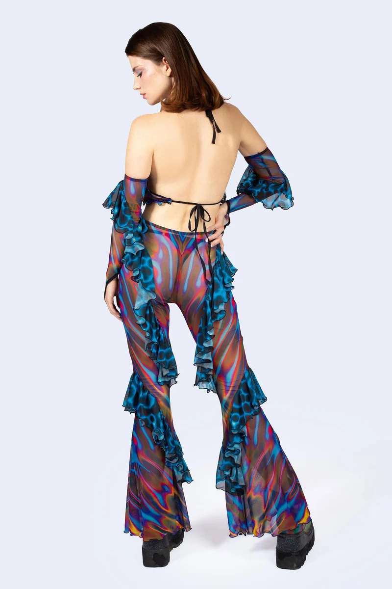 Storm Wave Halter Ruffled Top