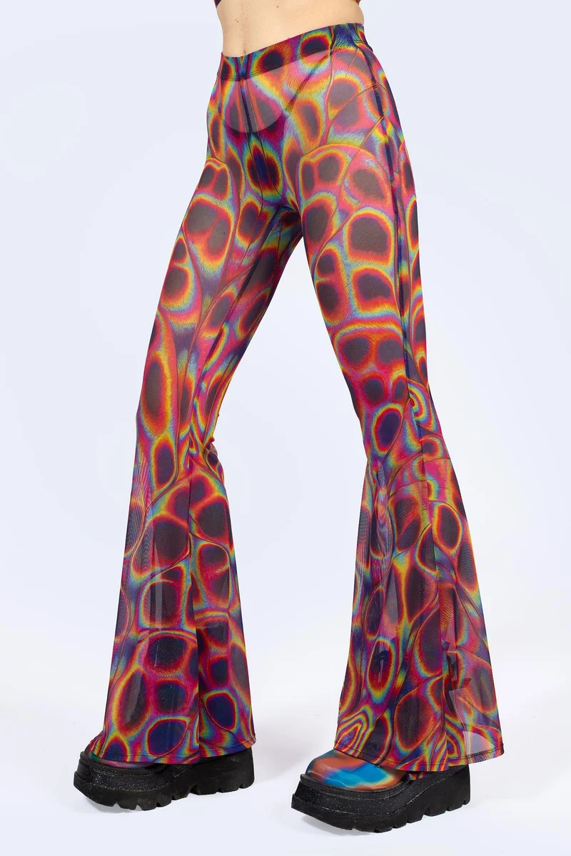 Peak Spot Mesh Bell Bottoms Pants