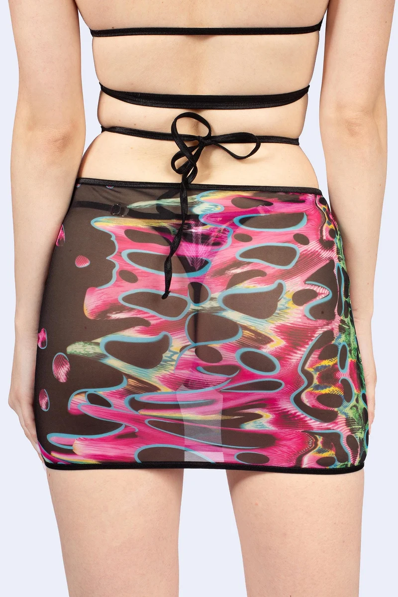 Tearing Me Apart Mesh Cutout Skirt