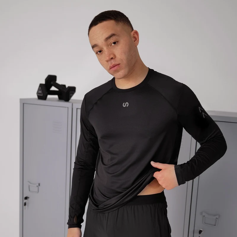 Laufshirt langarm Herren | Schwarz