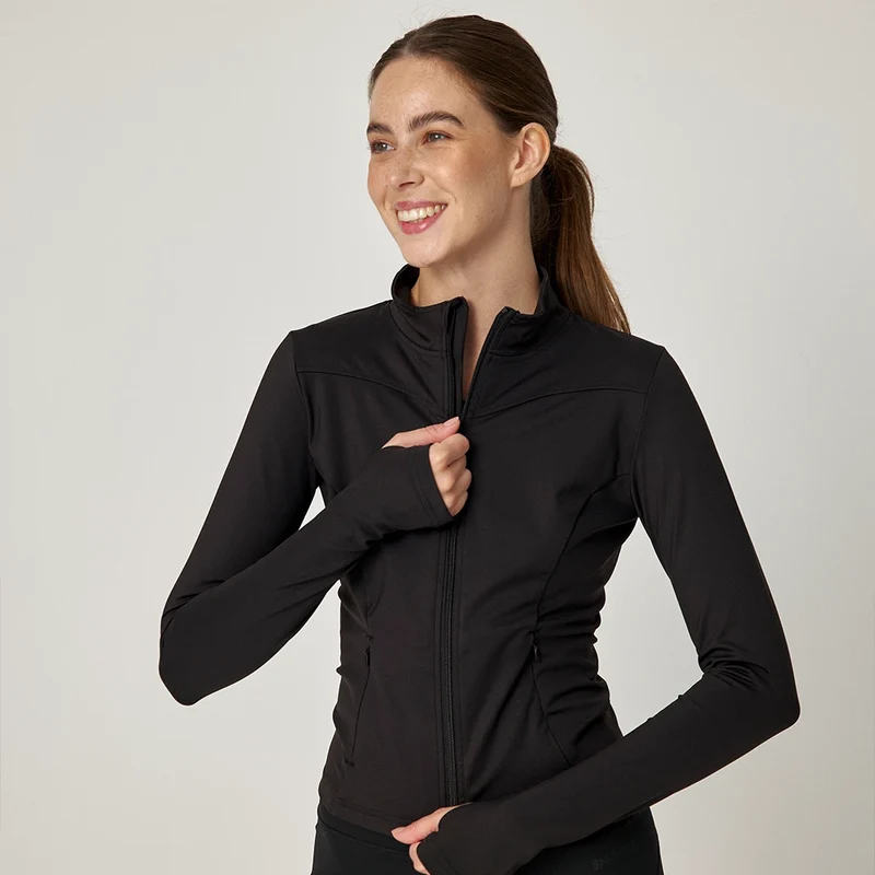 Sportjacke Damen mit Reißverschluss | Schwarz