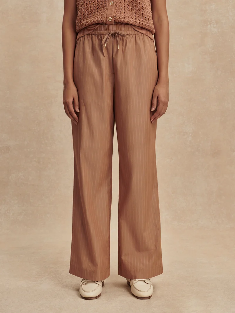 Light Cotton Stripe Straight Leg Pant