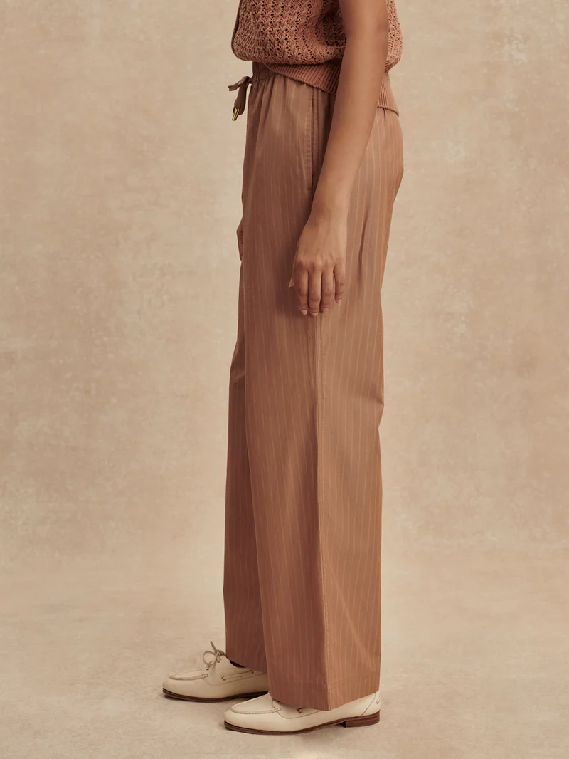 Light Cotton Stripe Straight Leg Pant