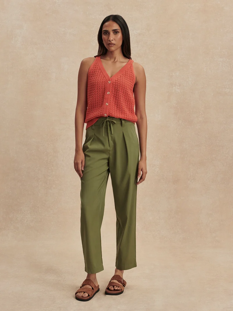 Soft Stretch Tapered Pleat Trouser Long