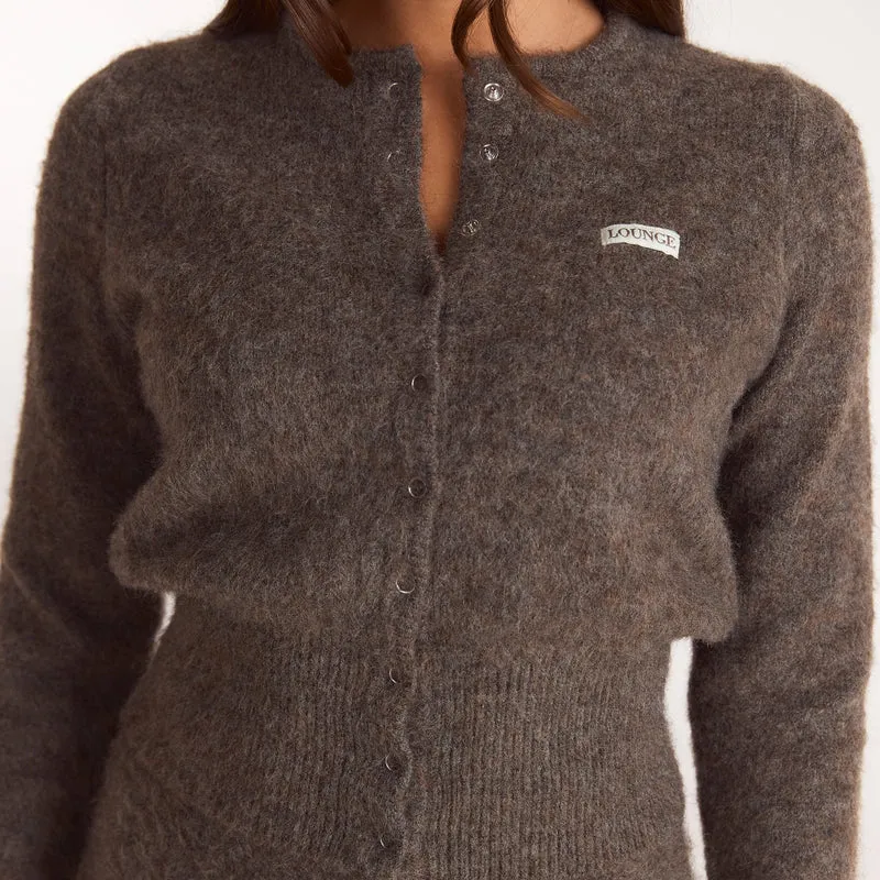 Tailierte Strickjacke - Aschbraun