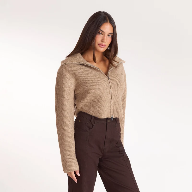 Strukturierte Strickjacke - Keks