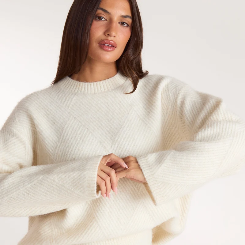 Diamond Strickpullover - Crèmefarbe