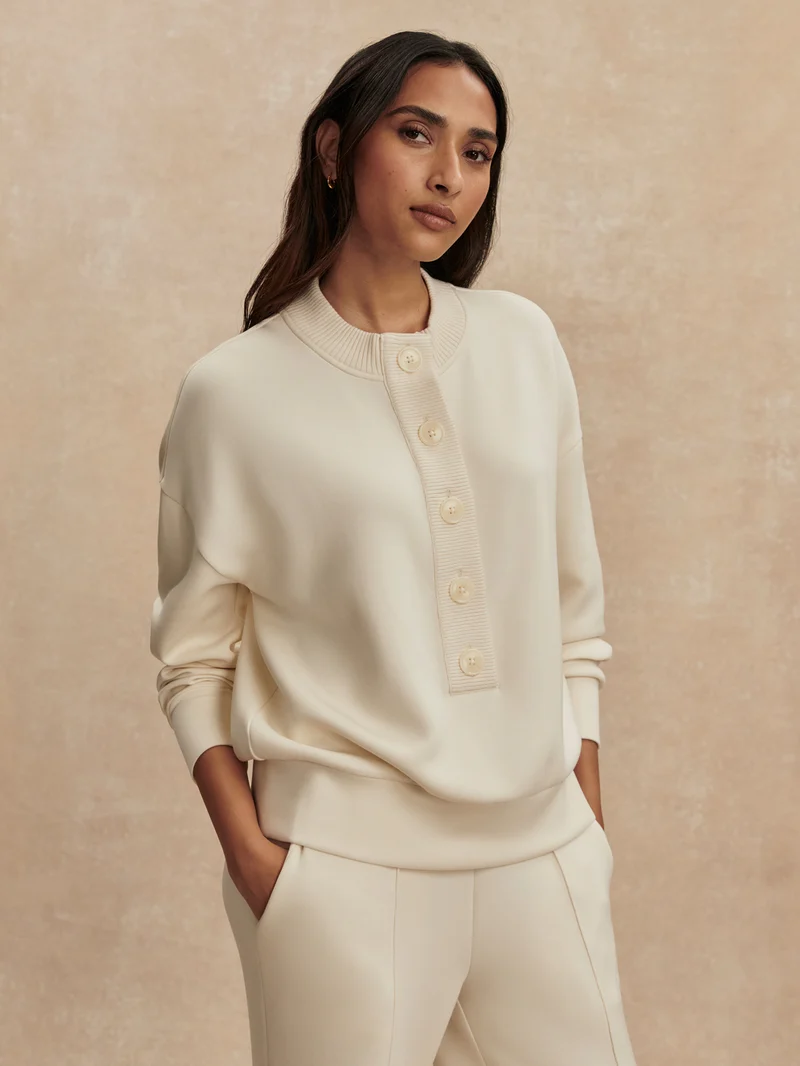 Reena Button Front Sweat