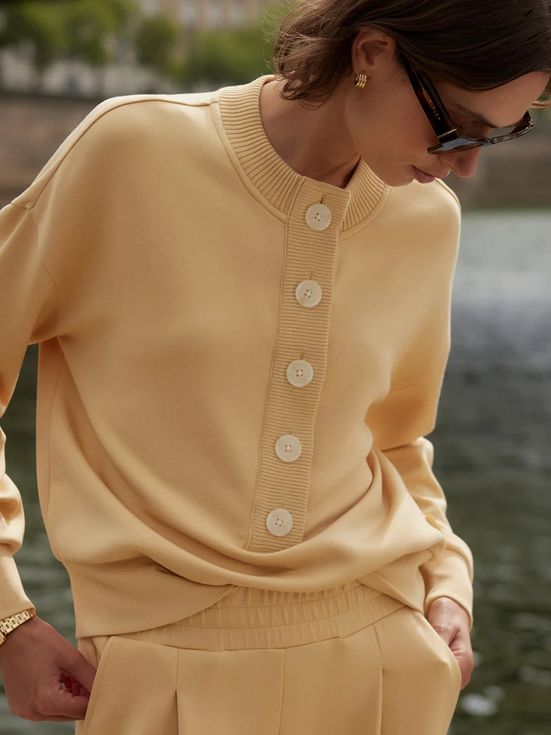 Reena Button Front Sweat