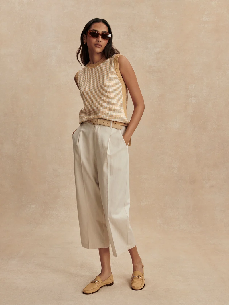 Soft Cotton Crop Wide Leg Trouser